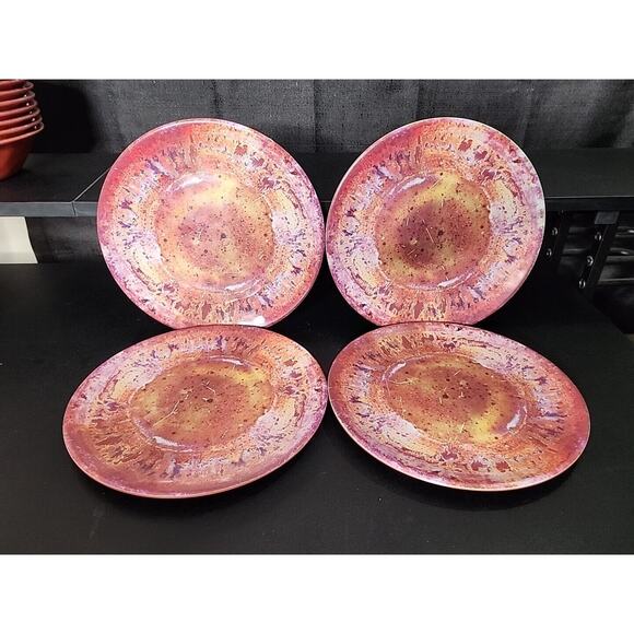 4 Certified International David Sanchez Radiance 9" Melamine Red Salad Plates - Picture 2 of 3
